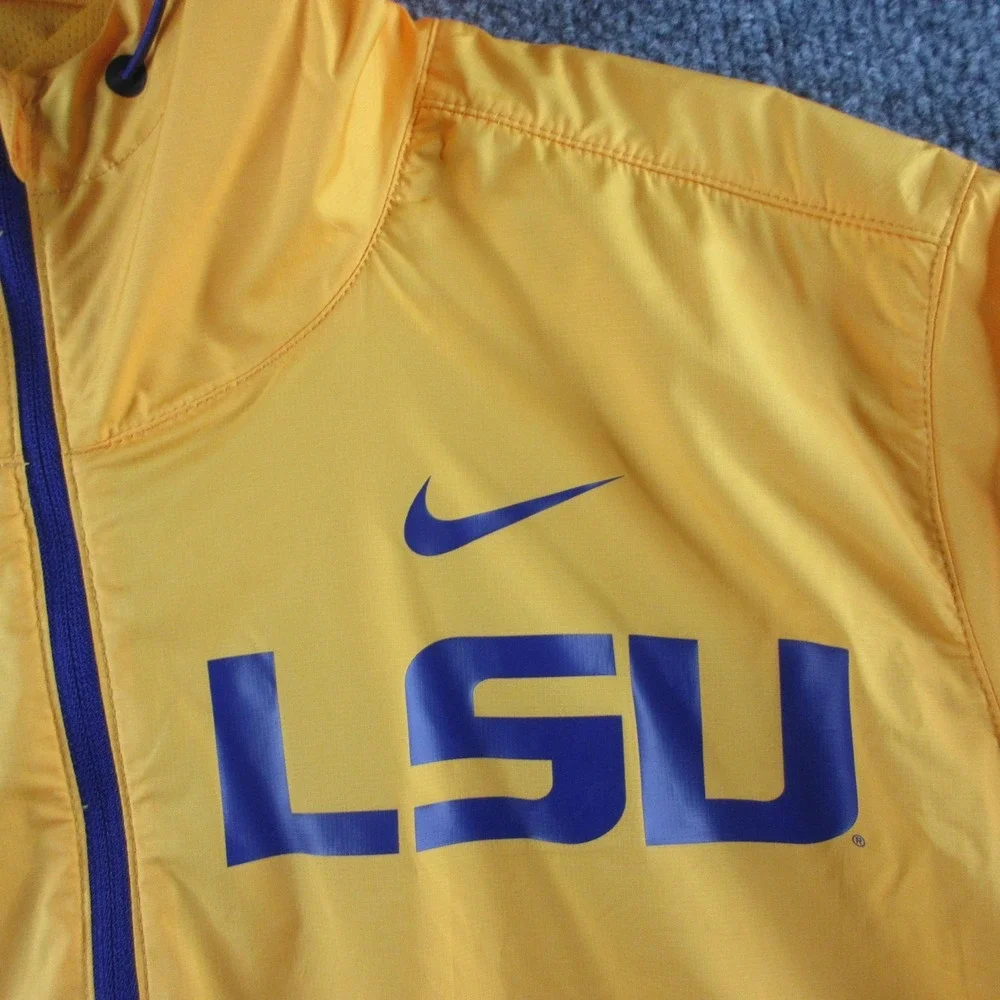 LSU Tigers Jacket Mens XL Gold Purple NCAA Football Nike Hooded Pullover